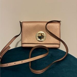 Elegant Kate Spade Rose Gold Metallic Crossbody Bag